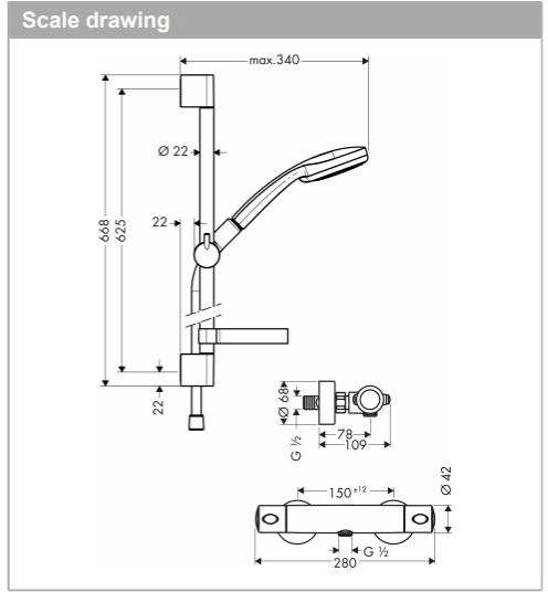 Additional image for Ecostat Combi Shower Set With 650mm Slide Rail & 3 Jet Handset.