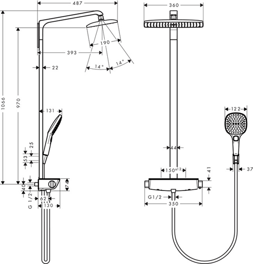 Additional image for Raindance Select E 360 1 Jet Showerpipe Pack (Chrome).