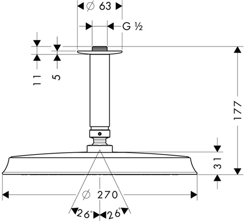 Additional image for Raindance Classic 240 1 Jet Shower Head & Arm (Chrome).