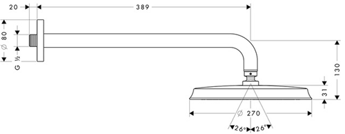 Additional image for Raindance Classic 240 Shower Head & Arm (240mm, Chrome).