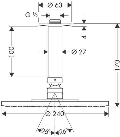 Additional image for Raindance S 240 Air 1 Jet Shower Head & Arm (240mm, EcoSmart).