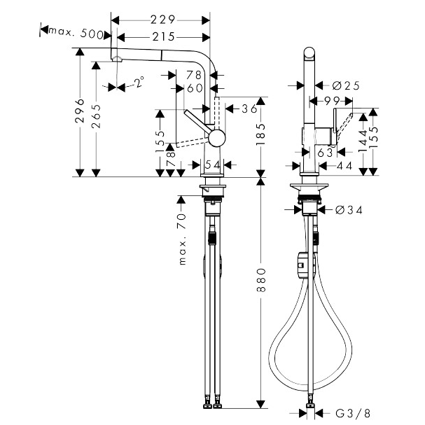 Additional image for M54 Kitchen Tap With Pull Out Spray (Matt Black).
