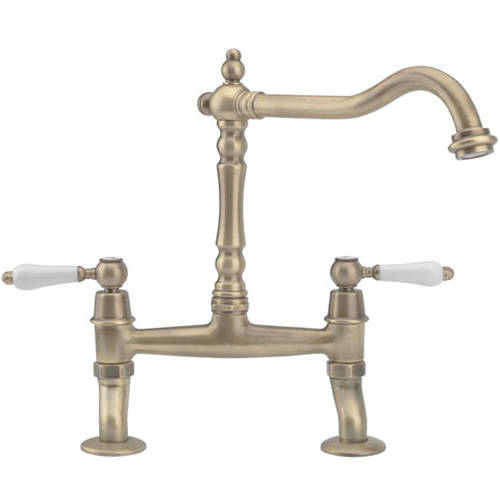 Additional image for Bexley Kitchen Tap With Dual Lever Controls (Antique Brass).