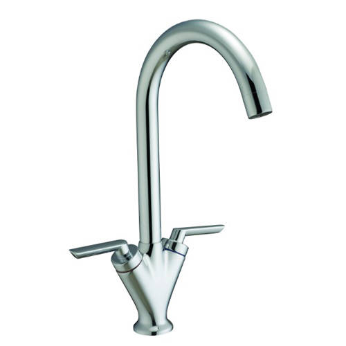 Additional image for Grace Kitchen Tap With Twin Lever Controls (Brushed Steel).