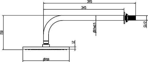 Additional image for Round Shower Head & Wall Mounting Arm (Chrome).