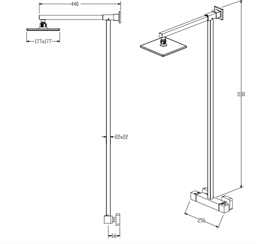 Additional image for Thermostatic Bar Shower Valve With Rigid Riser Kit, CLEARANCE.