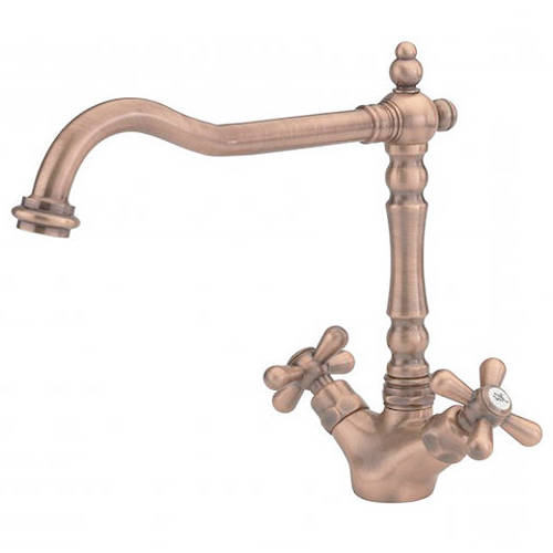 Additional image for Slane Kitchen Tap With Crosshead Controls (Copper).