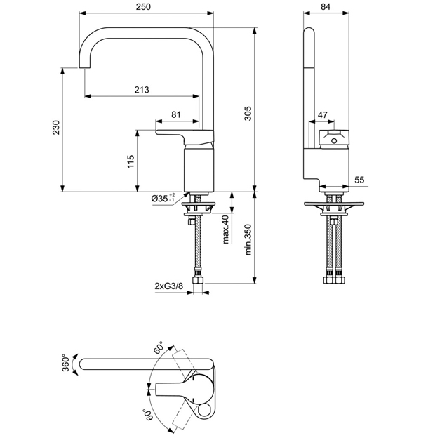 Additional image for Active Kitchen Tap With Lever Handle (Chrome) CLEARANCE.