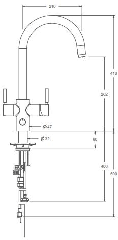 Additional image for 4N1 J Shape Steaming Hot Kitchen Tap (Brushed Steel).