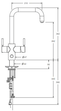 Additional image for 4N1 U Shape Steaming Hot Kitchen Tap (Velvet Black).