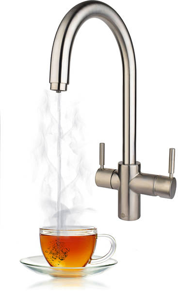 Additional image for 3N1 J Shape Steaming Hot Kitchen Tap (Brushed Steel).