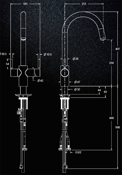 Additional image for 3N1 J Shape Steaming Hot Kitchen Tap (Brushed Steel).