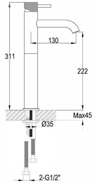 Additional image for Tall Basin Mixer Tap (Brushed Brass).