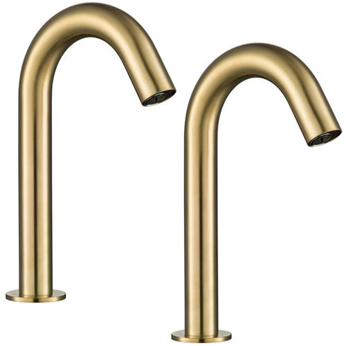 Additional image for 2 x Deck Mounted Sensor Basin Tap (Br Brass, Mains/Battery).