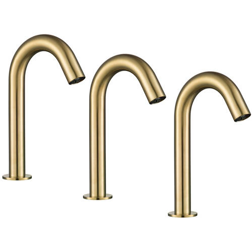 Additional image for 3 x Deck Mounted Sensor Basin Tap (Br Brass, Mains/Battery).