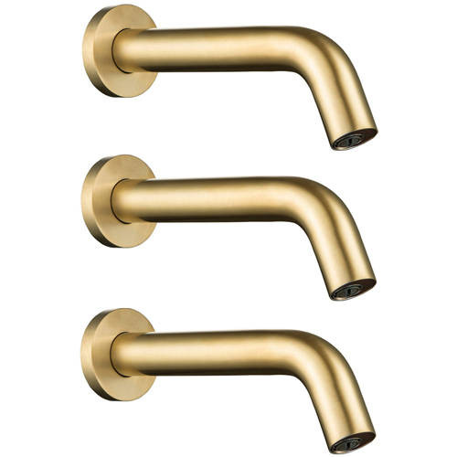 Additional image for 3 x Wall Mounted Sensor Basin Tap (Br Brass, Mains/Battery).
