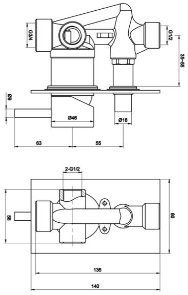 Additional image for Single Lever Manual Shower Valve With Diverter (Brushed Brass).