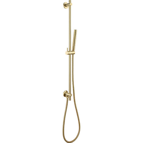Additional image for Slide Rail Shower Kit With Outlet Elbow (Brushed Brass).
