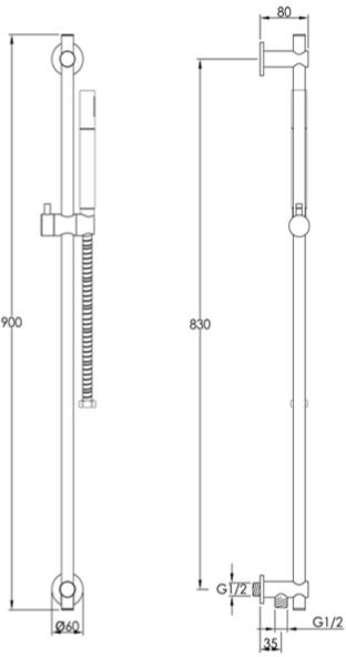 Additional image for Slide Rail Shower Kit With Outlet Elbow (Brushed Brass).