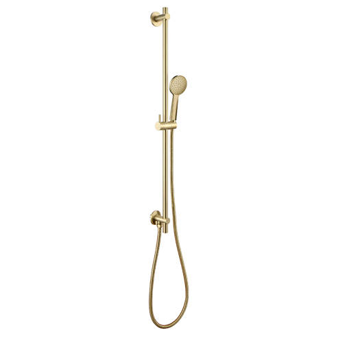 Additional image for Slide Rail Shower Kit With Outlet Elbow (Brushed Brass).