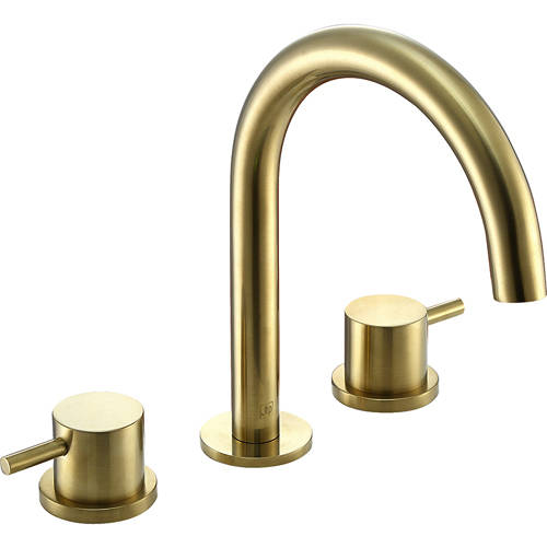 Additional image for 3 Hole Basin Mixer Tap (Brushed Brass).