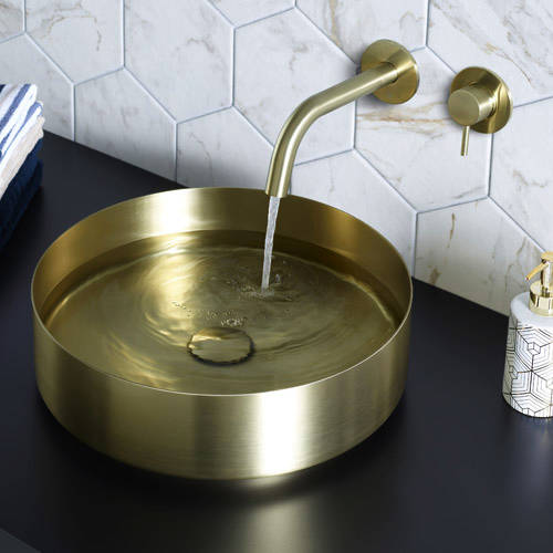 Additional image for Wall Mounted Basin Tap (150mm, Brushed Brass).