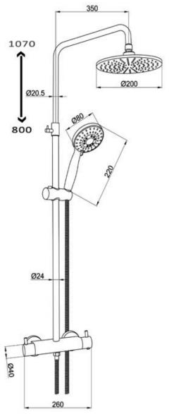 Additional image for Rigid Riser Kit With Thermostatic Shower Valve (Brushed Brass).