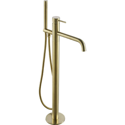 Additional image for Floor Standing Bath Shower Mixer Tap (Brushed Brass).