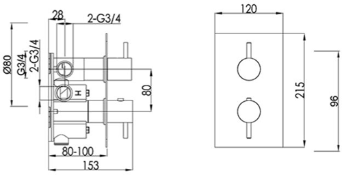 Additional image for Concealed Thermostatic Shower Valve (1 Outlet, Brushed Brass).