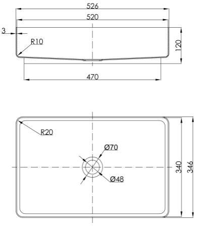 Additional image for Rectangular Counter Top Basin (520x340mm, Brushed Brass).