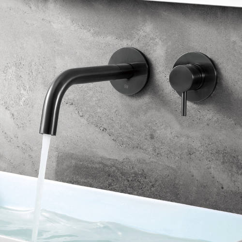 Additional image for Wall Mounted Basin Tap (250mm, Brushed Black).