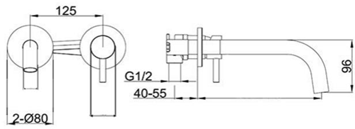 Additional image for Wall Mounted Basin Tap (250mm, Brushed Black).