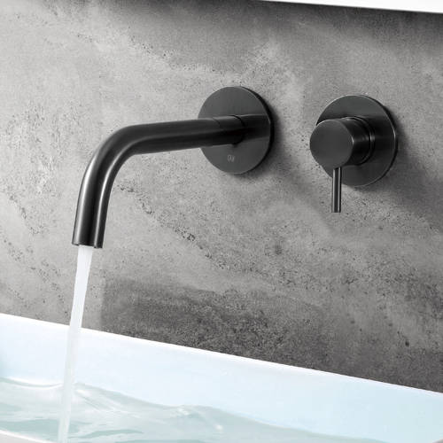 Additional image for Wall Mounted Basin Tap (200mm, Brushed Black).