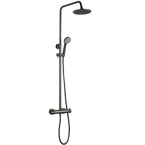 Additional image for Rigid Riser Kit With Thermostatic Shower Valve (Brushed Black).