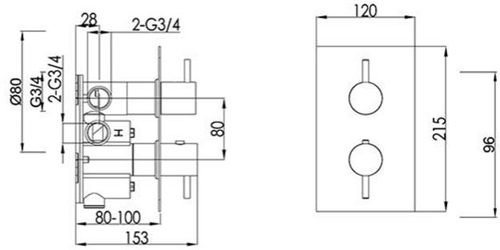 Additional image for Concealed Thermostatic Shower Valve (1 Outlet, Brushed Black).