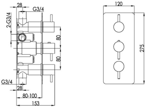 Additional image for Concealed Thermostatic Shower Valve (2 Outlets, Brushed Black.