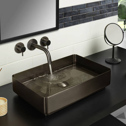 Additional image for Rectangular Counter Top Basin (520x340mm, Brushed Black).