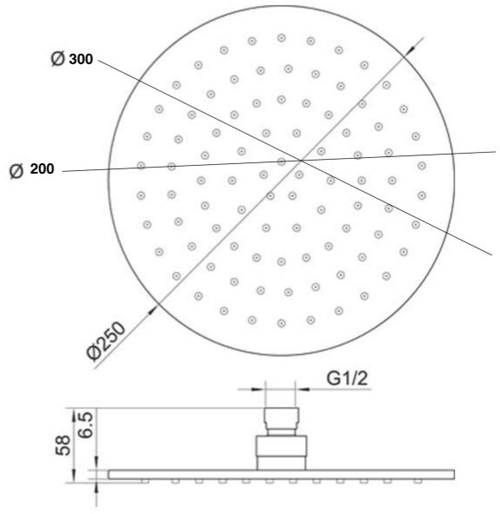 Additional image for Round Shower Head 250mm (Matt Black).