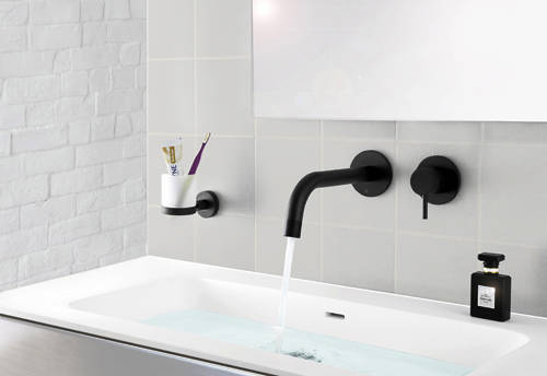 Additional image for Wall Mounted Basin Tap (250mm, Matt Black).
