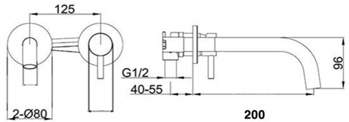 Additional image for Wall Mounted Basin Tap (200mm, Matt Black).