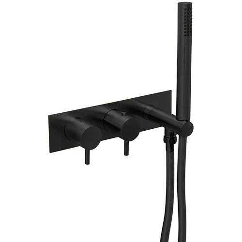 Additional image for Wall Mounted Bath & Shower Mixer Tap (2 Outlets, Matt Black).