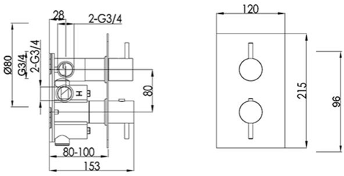 Additional image for Concealed Thermostatic Shower Valve (1 Outlet, Matt Black).