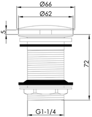 Additional image for Click Clack Basin Waste (Un-Slotted, Matt Black).