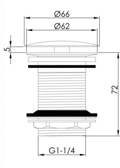 Additional image for Free Flow Basin Waste (Un-Slotted, Matt Black).