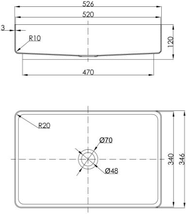 Additional image for Rectangular Counter Top Basin (520x340mm, Matt Black).