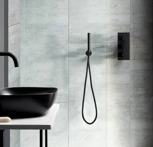 Additional image for Shower Outlet With Handset & Hose (Matt Black).