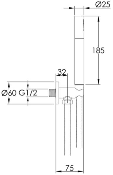 Additional image for Shower Outlet With Handset & Hose (Matt Black).