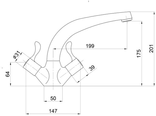 Additional image for Astra Sink Mixer Kitchen Tap With Lever Handles (Chrome).