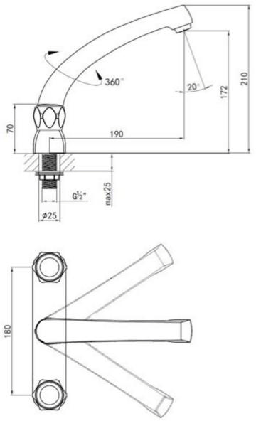 Additional image for Astra Sink Mixer Kitchen Tap With Crosshead Handles.