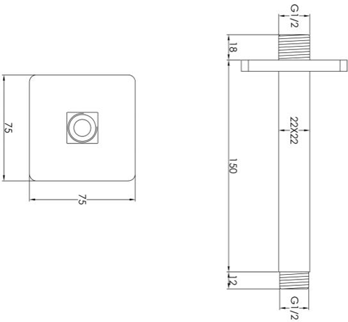 Additional image for Ceiling Mounting Shower Arm (Matt Black).